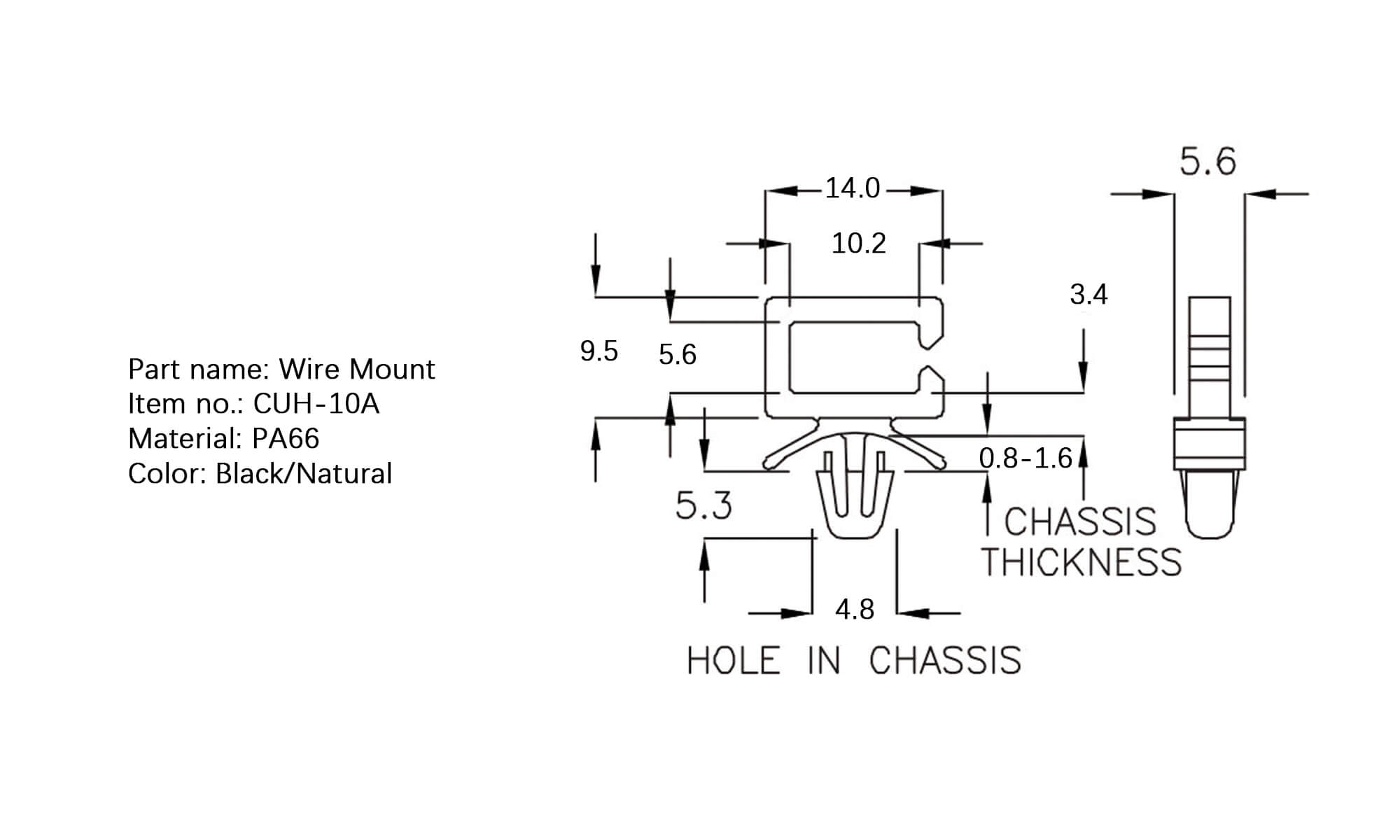 Plastic Wire Mount CUH-10A